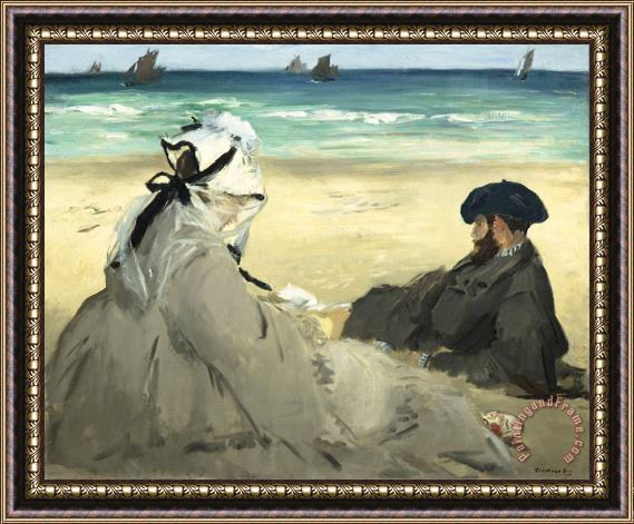 Edouard Manet On The Beach Framed Painting