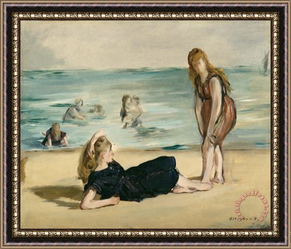 Edouard Manet On the Beach Framed Print