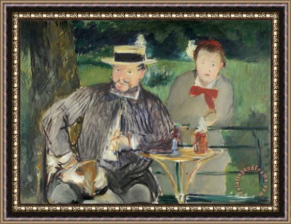 Edouard Manet Portrait D'ernest Hoschede Et Sa Fille Marthe Framed Print