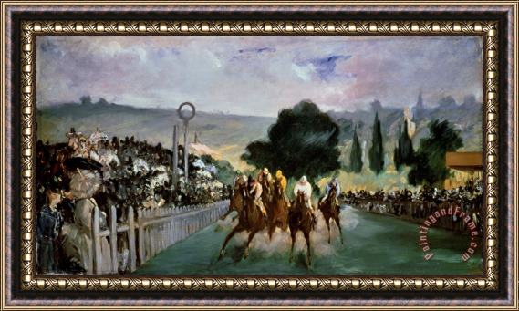 Edouard Manet Races at Longchamp Framed Painting