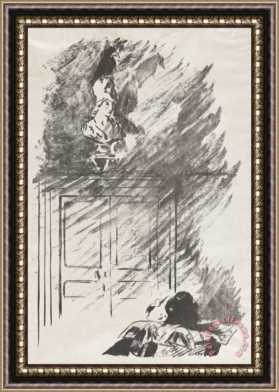 Edouard Manet The Raven on The Bust of Pallas, From Stephane Mallarme's Translation of Edgar Allan Poe's The Raven Framed Painting