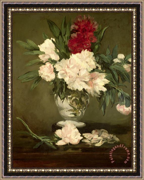 Edouard Manet Vase of Peonies on a Small Pedestal Framed Print