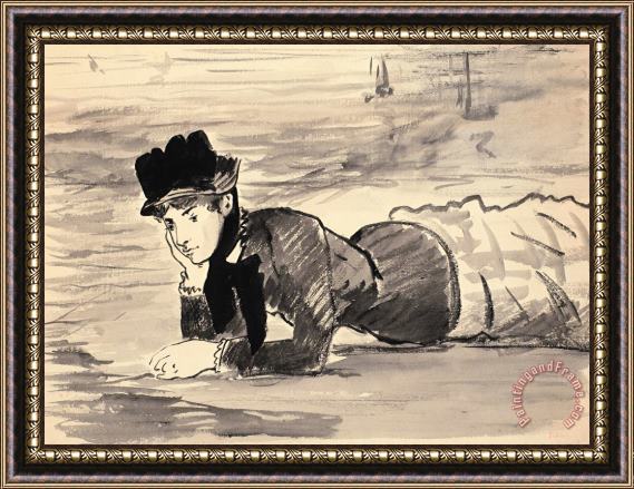 Edouard Manet Woman Lying on The Beach. Annabel Lee Framed Painting