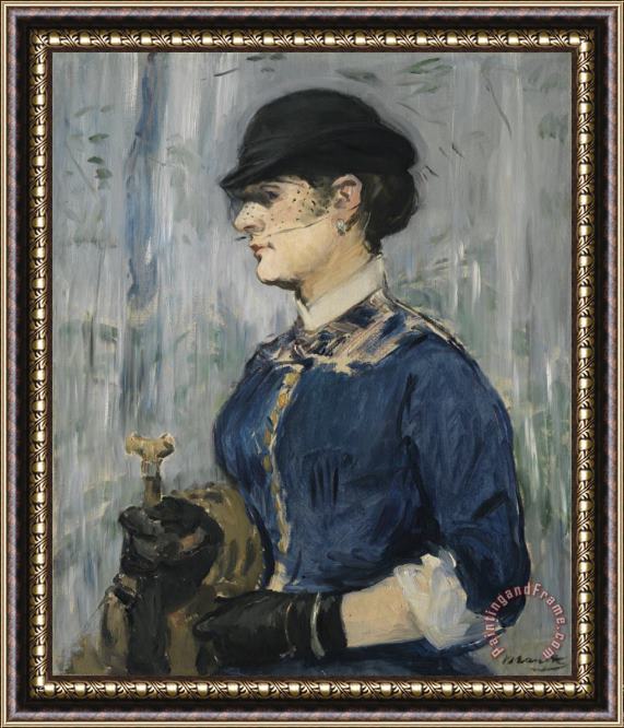 Edouard Manet Young Woman in a Round Hat (jeune Femme Au Chapeau Rond) Framed Painting