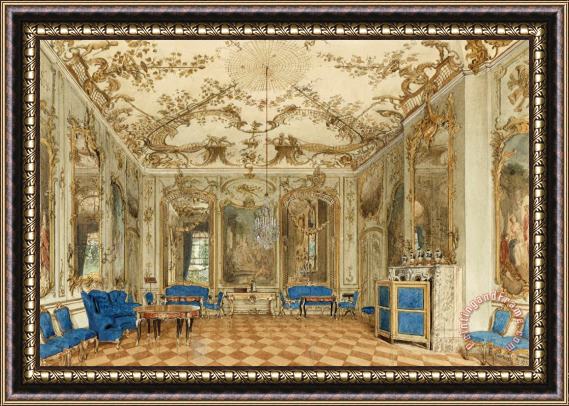 Eduard Gaertner Concert Room of Sanssouci Palace, Potsdam, Germany Framed Painting