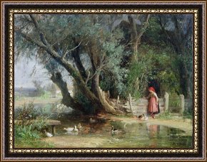 A Pond in The Morvan Framed Prints - The Duck Pond by Eduard Heinel