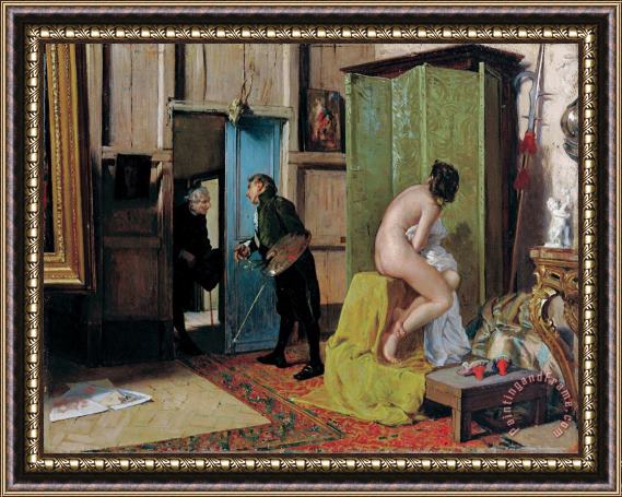 Eduardo Zamacois La Visita Inoportuna (museo De Bellas Artes De Bilbao, C. 1868. Oleo Sobre Tabla, 23 X 29.5 Cm).jpg Framed Painting