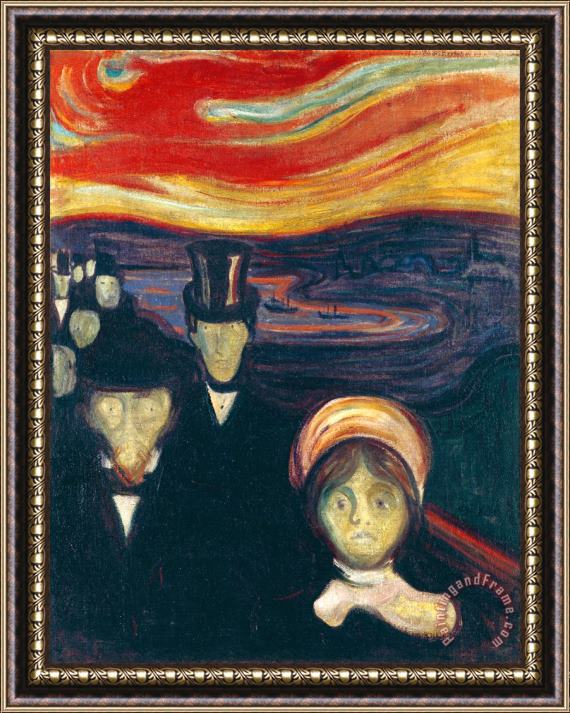 Edvard Munch Anxiety Framed Painting