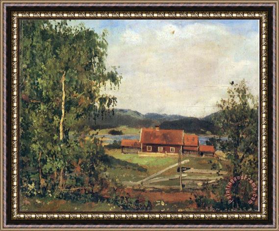 Edvard Munch Landscape Maridalen by Oslo 1881 Framed Painting