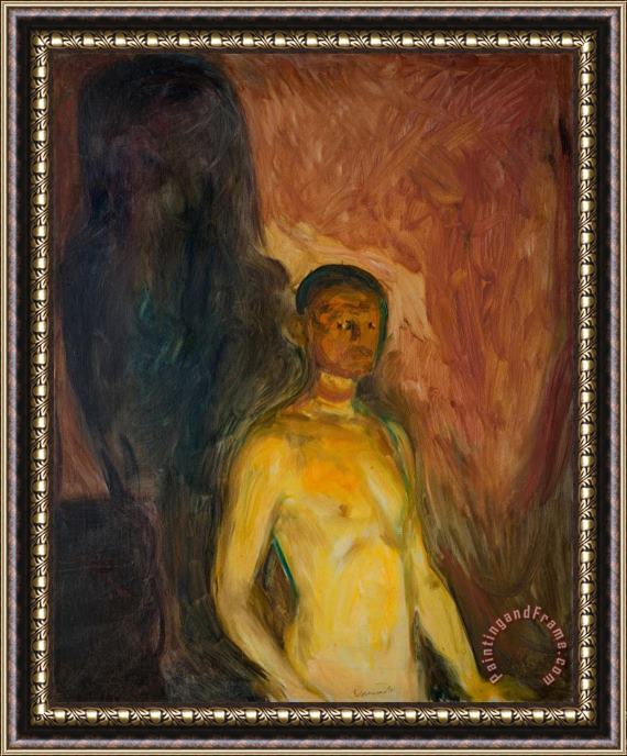 Edvard Munch Self Portrait in Hell Framed Painting