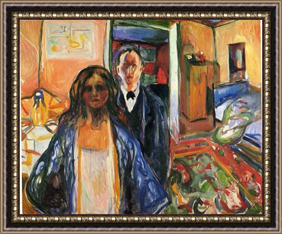 Edvard Munch The Artist And His Model 1921 Framed Painting