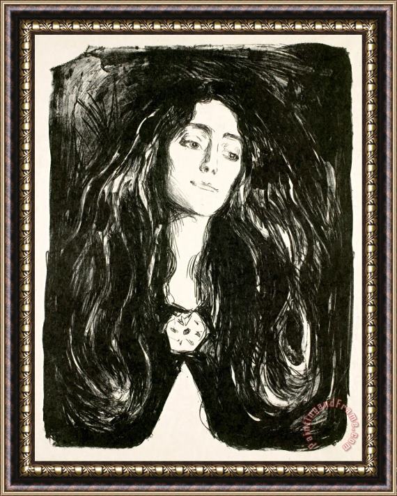 Edvard Munch The Brooch. Eva Mudocci Framed Painting
