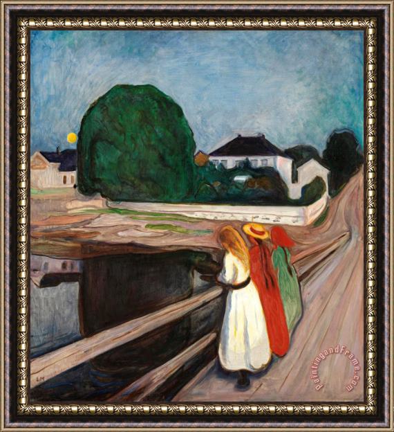 Edvard Munch The Girls on The Bridge 1901 Framed Painting