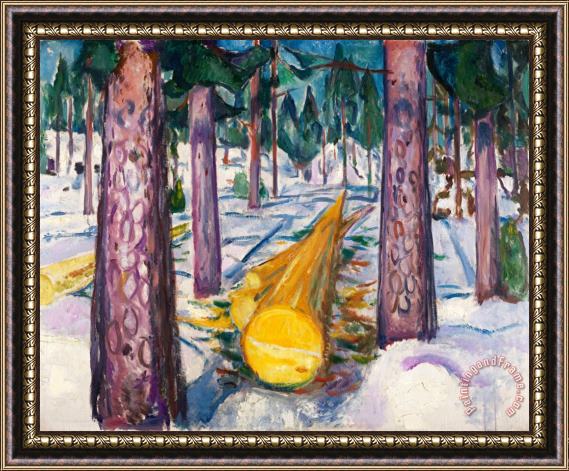 Edvard Munch The Yellow Log Framed Painting