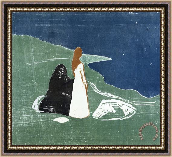 Edvard Munch Twee Vrouwen Aan Het Strand Framed Print