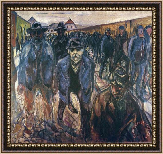 Edvard Munch Workers on Their Way Home 1915 Framed Print