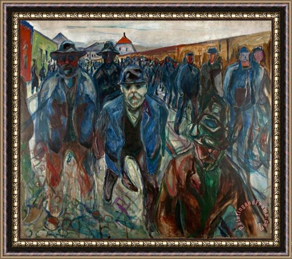 Edvard Munch Workers on Their Way Home Framed Painting