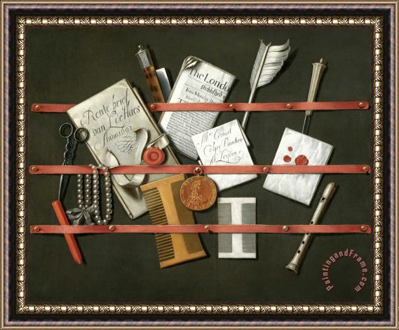 Edwaert Collier Still Life: a Letter Rack Framed Painting