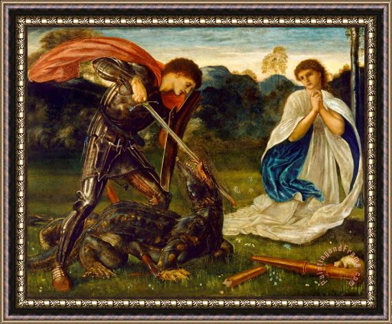Edward Burne Jones The Fight: St George Kills The Dragon VI Framed Painting