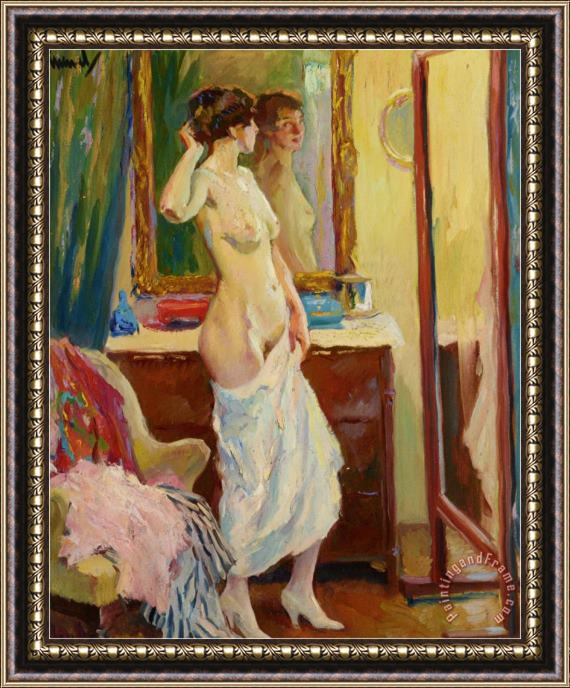 Edward Cucuel The Looking Glass Framed Painting