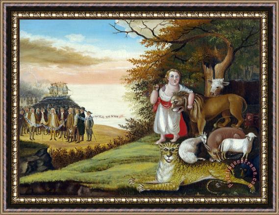 Edward Hicks Peaceable Kingdom Framed Painting