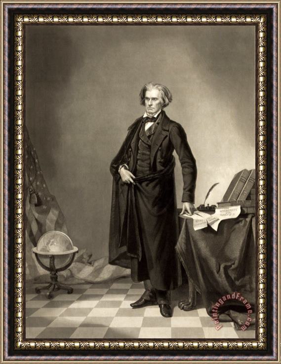 Edward Hicks Portrait of John C. Calhoun Framed Painting