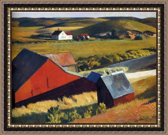 Edward Hopper Cobbs Barns And Distant Houses Framed Print