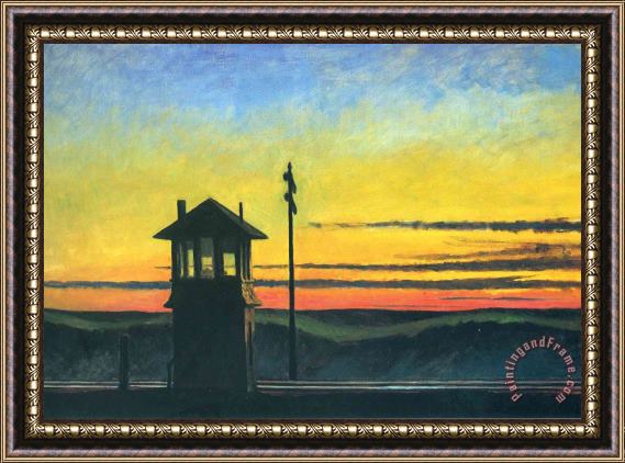 Edward Hopper Railroad Sunset Framed Painting