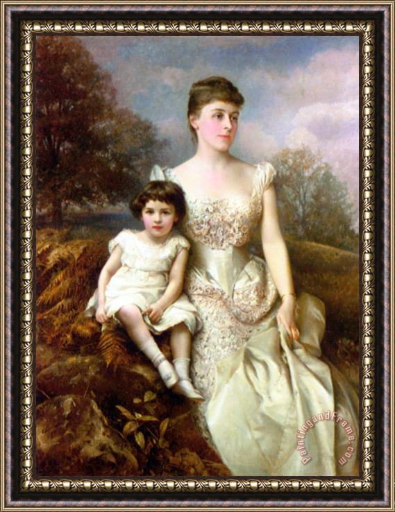 Edward Hughes Portrait of Mrs. Drury Percy Wormald And Her Son Framed Painting