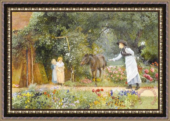 Edward Killingworth Johnson Catching The Pony Framed Painting