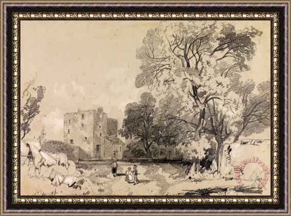 Edward Lear A Ruined Tower House Framed Painting