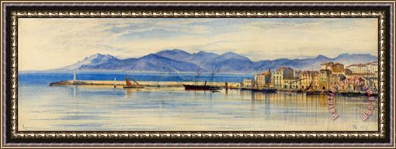 Edward Lear A View of The Harbour at Cannes Framed Painting