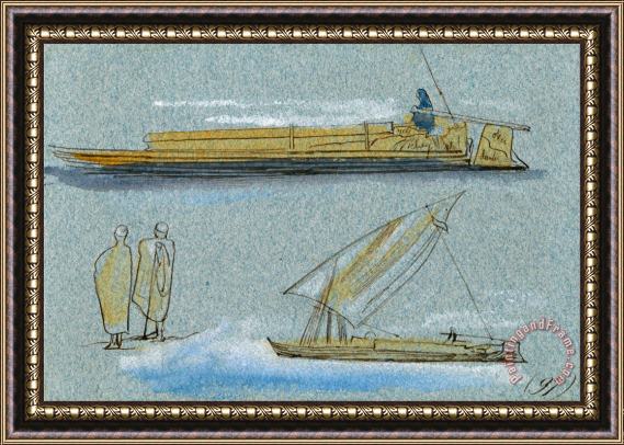 Edward Lear Boats on The Nile 2 Framed Painting