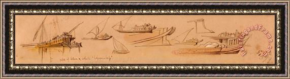 Edward Lear Boats on The Nile 4 Framed Painting