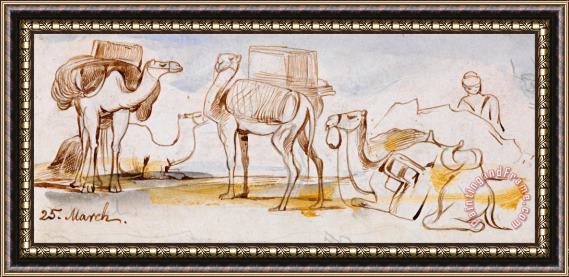 Edward Lear Camels Framed Painting