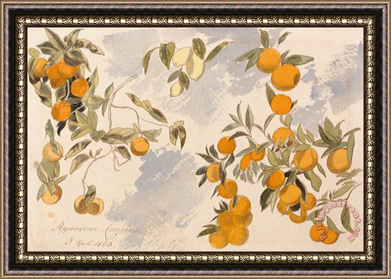 Edward Lear Fruit Trees, 3 April 1863 Framed Painting