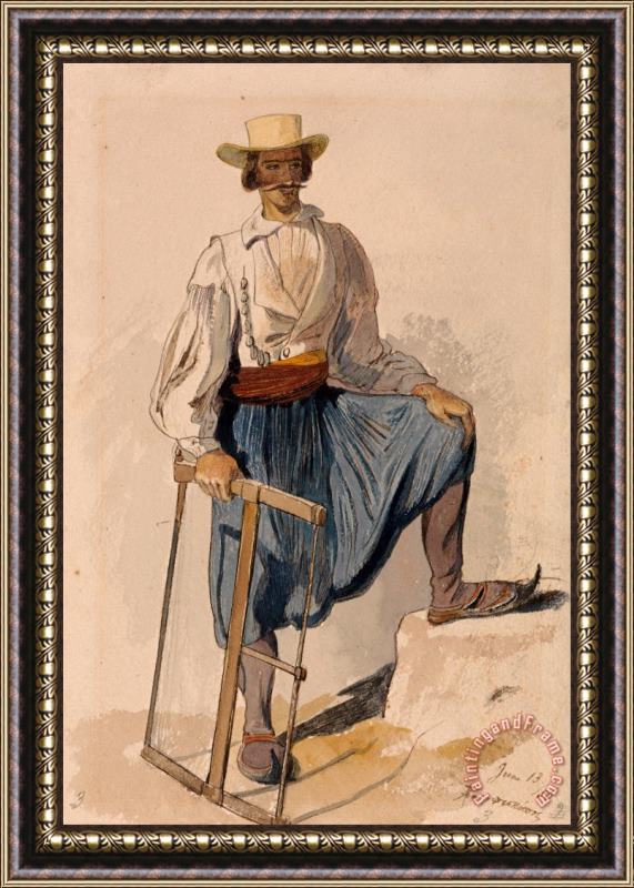 Edward Lear Greek Woodcutter, June 13 , 56 Framed Painting