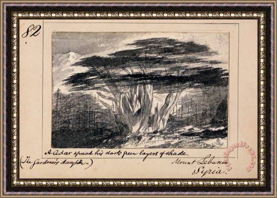 Edward Lear Illustration to Tennyson's The Gardener's Daughter Mount Lebanon, Syria Framed Painting