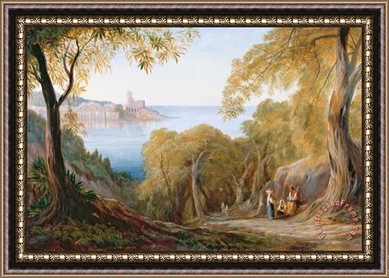 Edward Lear Landscape with View of Lerici Framed Print