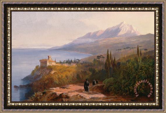Edward Lear Mount Athos And The Monastery of Stavroniketes Framed Painting