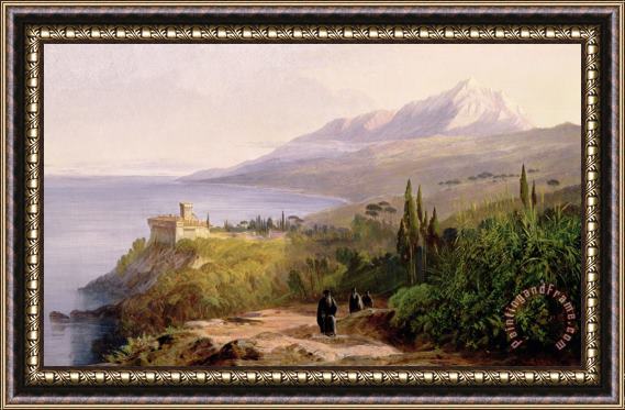 Edward Lear Mount Athos and the Monastery of Stavroniketes Framed Print