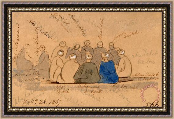 Edward Lear Seated Men Framed Painting