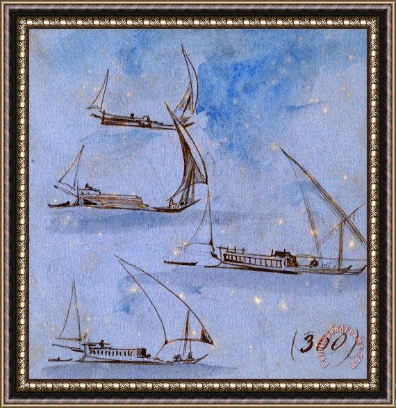 Edward Lear Studies of Boats on The Nile Framed Print