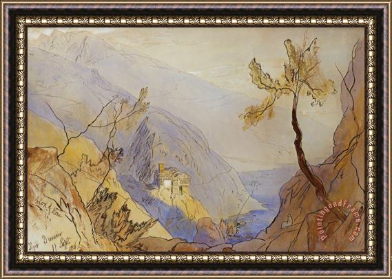 Edward Lear The Monastery Of St Dionysius Mount Athos Framed Print