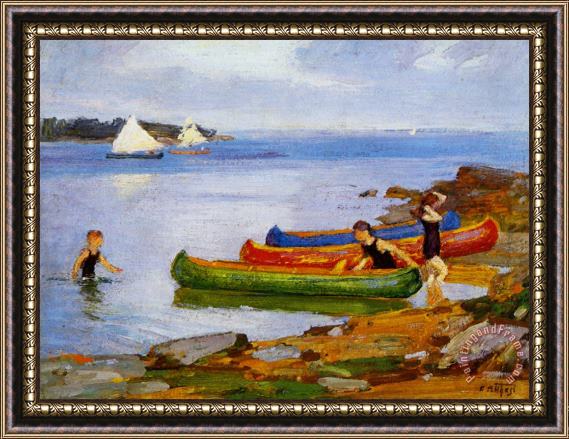 Edward Potthast Canoeing Framed Painting