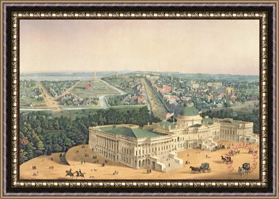 Edward Sachse View of Washington DC Framed Painting