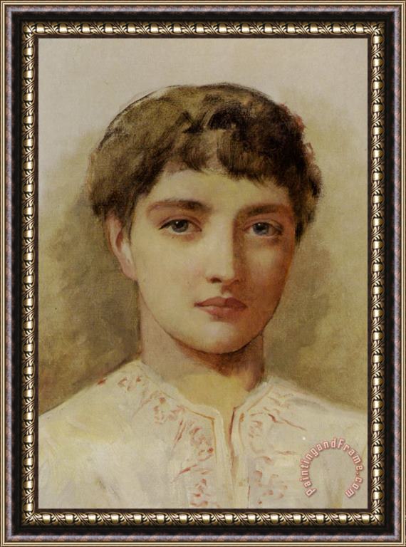 Edwin Longsden Long Head Studies of Young Girls Framed Painting
