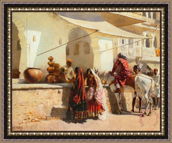 Edwin Lord Weeks A Street Market Scene, India Framed Painting