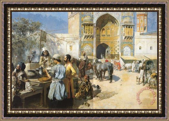 Edwin Lord Weeks An Openair Restaurant, Lahore Framed Painting