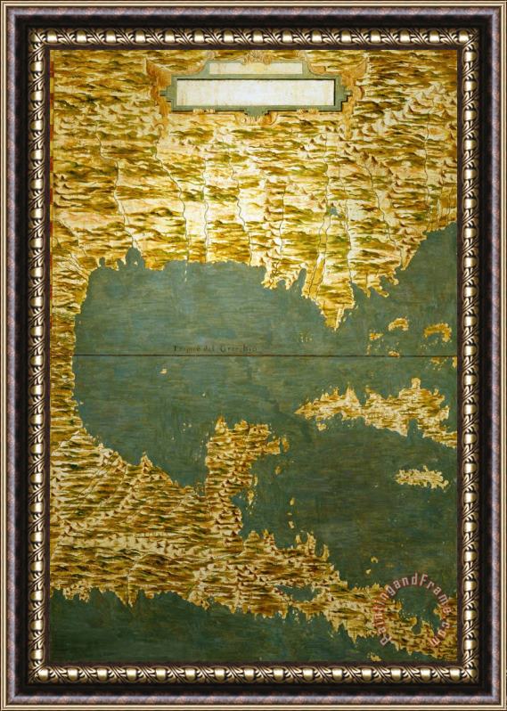 Egnazio Danti Gulf of Mexico, States of Central America, Cuba And Southern United States Framed Painting